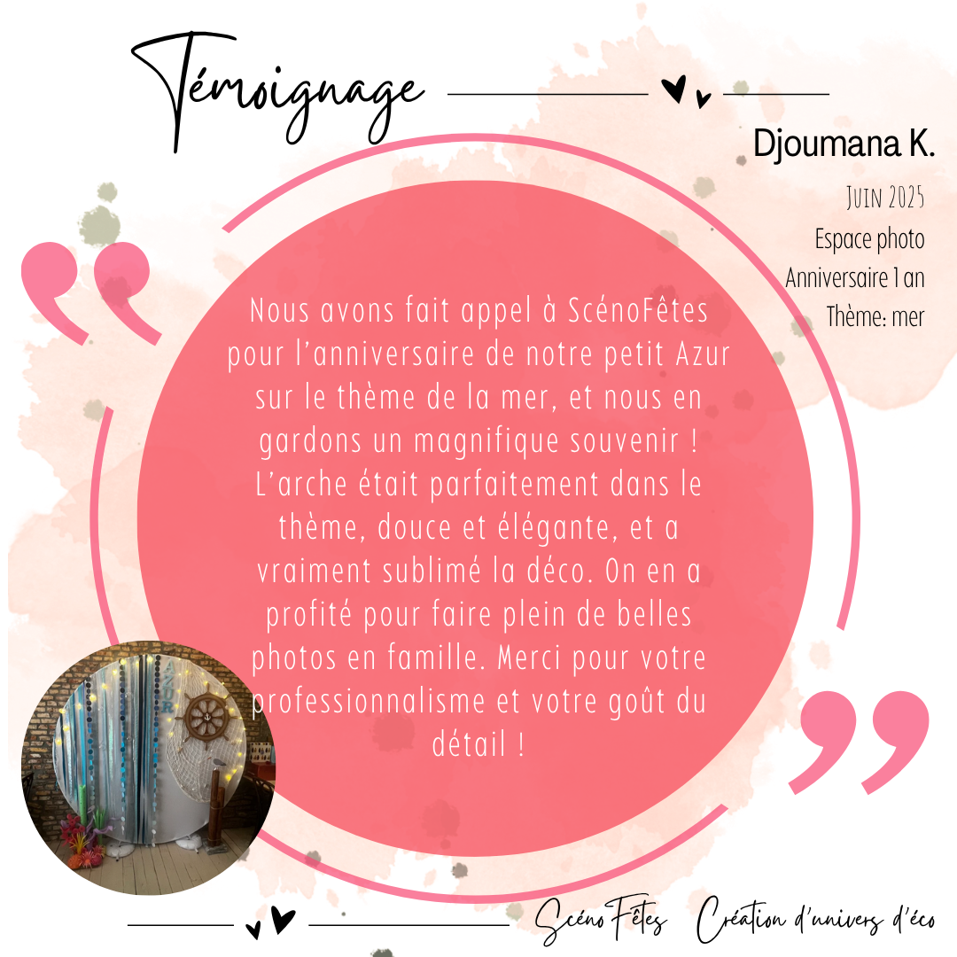 Décoration Arche coin Photo anniversaire enfant Namur thème mer