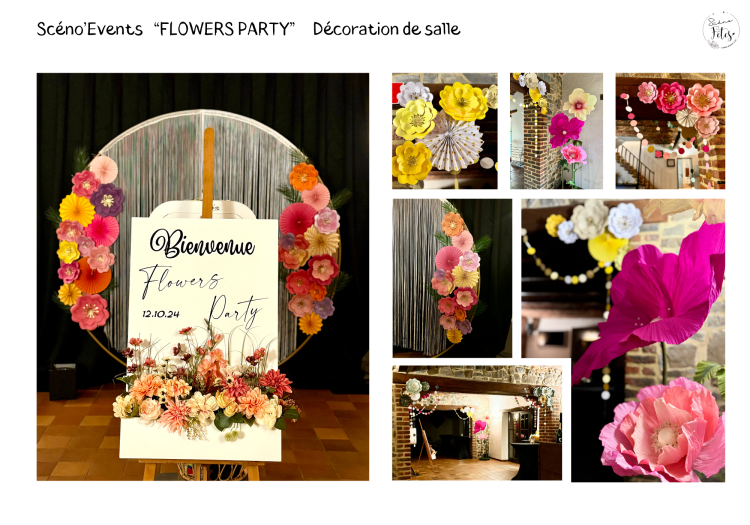 Décoration de salle Anniversaire de Mariage Thème Flowers Party