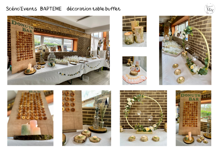 Décoration de salle Fête de famille Baptême enfant Namur