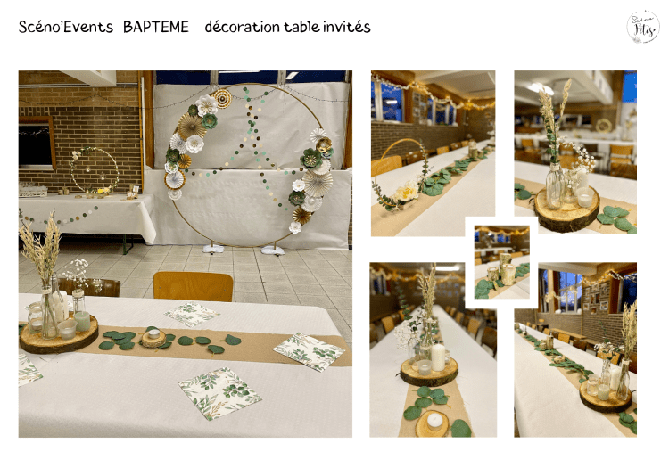 Décoration de salle Fête de famille Baptême enfant Namur
