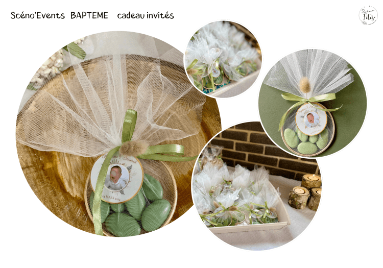 Décoration Dragées Cadeau invités Fête de famille Baptême enfant Namur