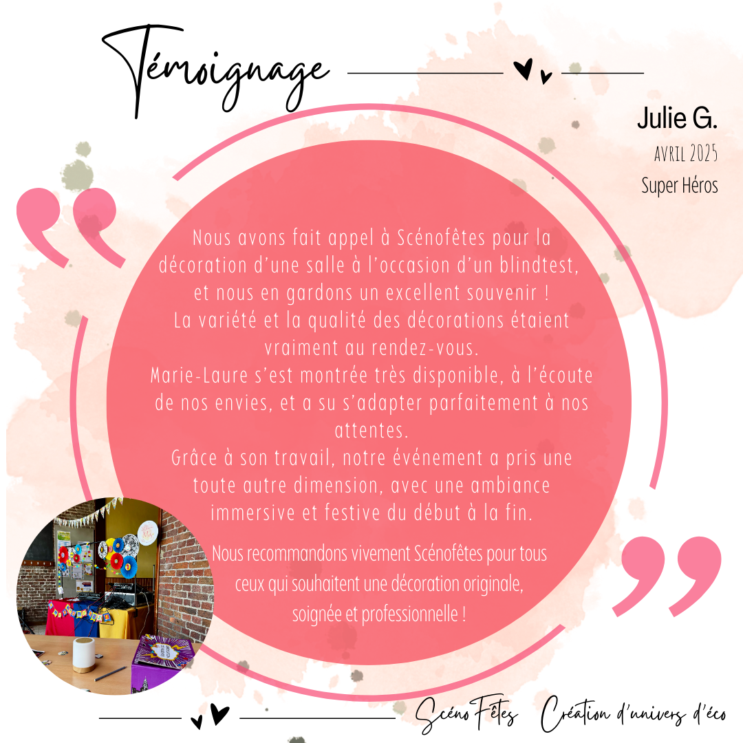 Décoration salle Namur Blind test Super héros