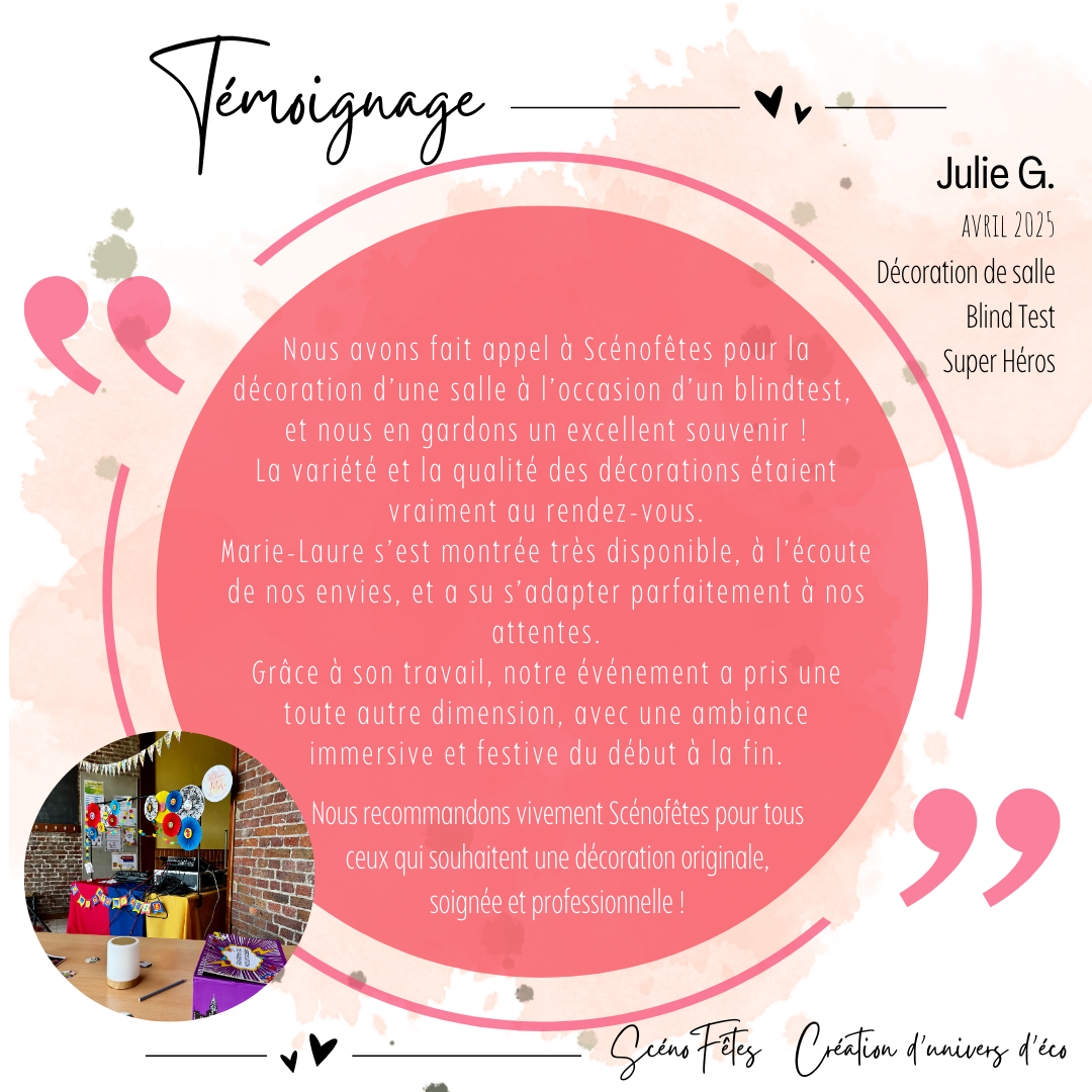 Décoration salle Namur Blind test Super Héros