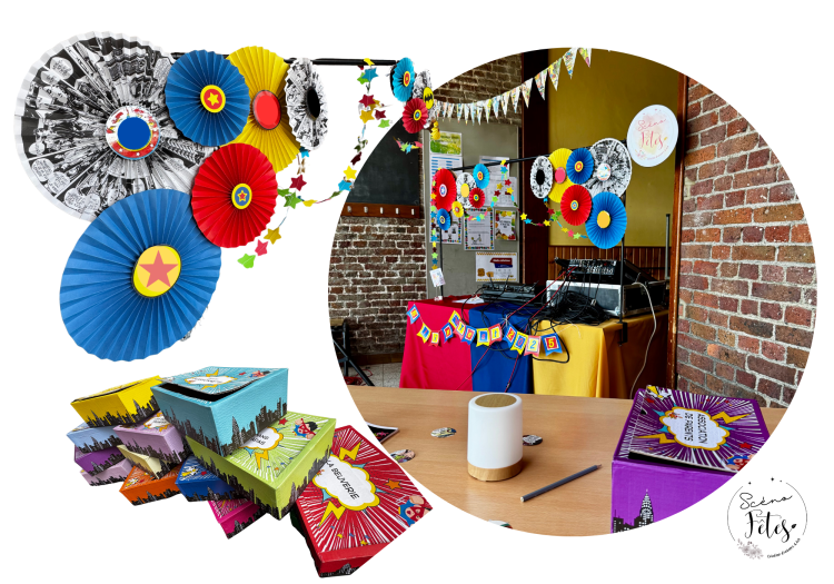 Décoration de salle SUPER HEROS  Décoration anniversaire enfants fête a thème Namur