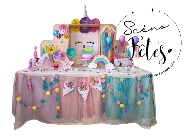 Décoration anniversaire enfant licorne Namur Box décorative + chasse au trésor atelier créatif sur le thème 