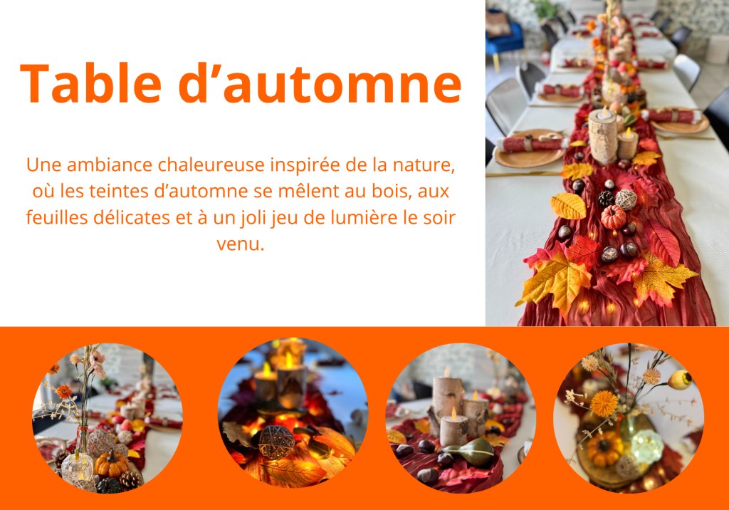 Location de décoration pour une table Automne à Namur Pack table décorée