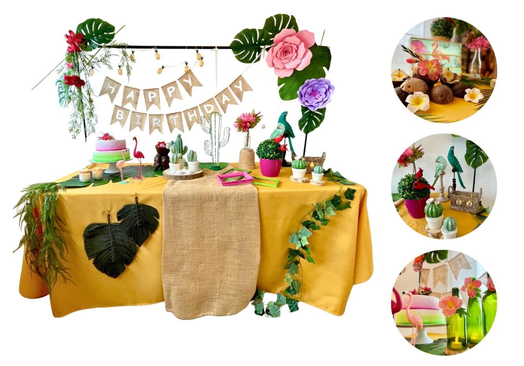 Scéno'Kids formule Anniversaire enfant originale table décorée location de décoration fête à thème licorne, pirates, super héros, vikings, fées, tropique Kit créatif chasse au trésor  à Namur Wallonie et alentours fête écoresponsable