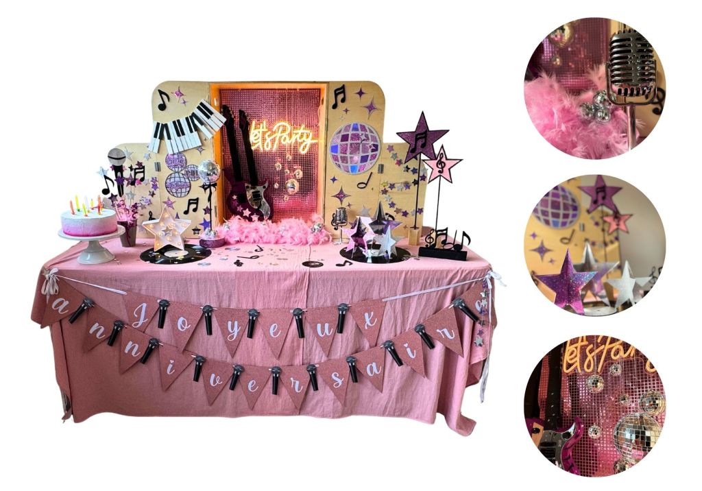 Scéno'Kids formule Anniversaire enfant originale table décorée location de décoration fête à thème licorne, pirates, super héros, vikings, fées, Kit créatif chasse au trésor  à Namur Wallonie et alentours fête écoresponsable