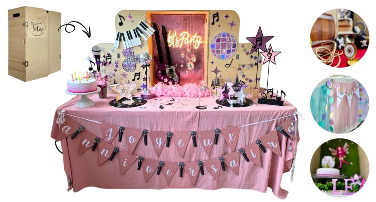 Scéno'Kids formule Anniversaire enfant originale box à louer fête à thème licorne, pirates, super héros, fées Kit créatif chasse au trésor  à Namur wallonie et alentours fête écoresponsable