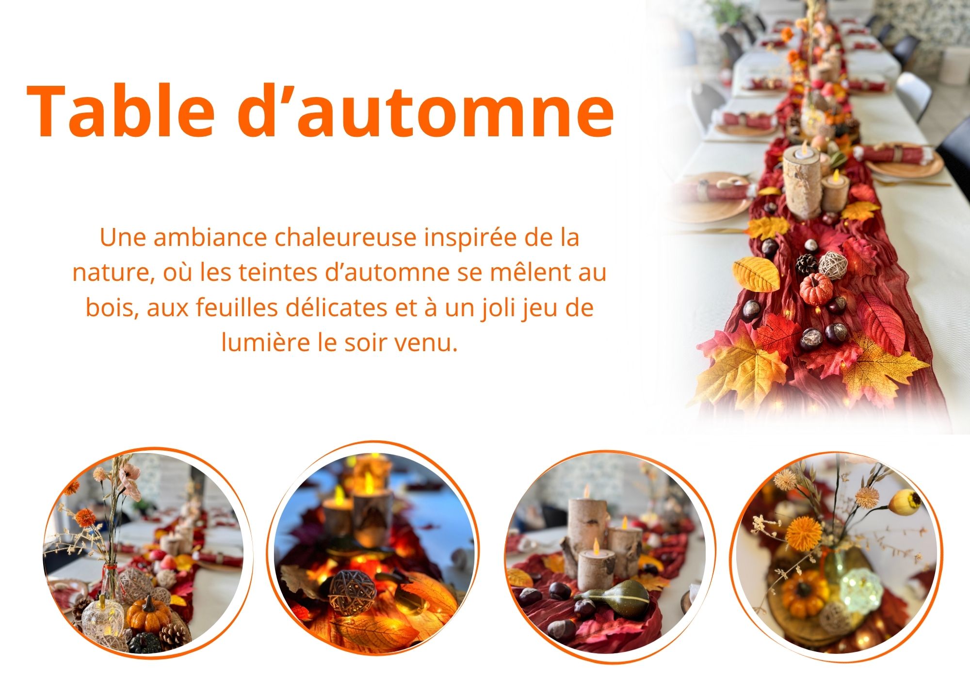 Location de décoration pour une table Automne à Namur Pack table décorée