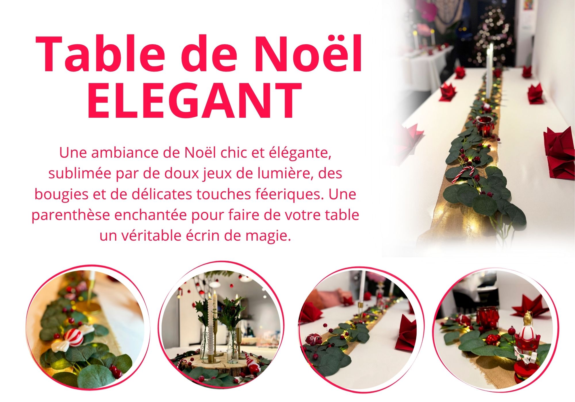 Location de décoration pour une table Noel élégant à Namur Pack table décorée