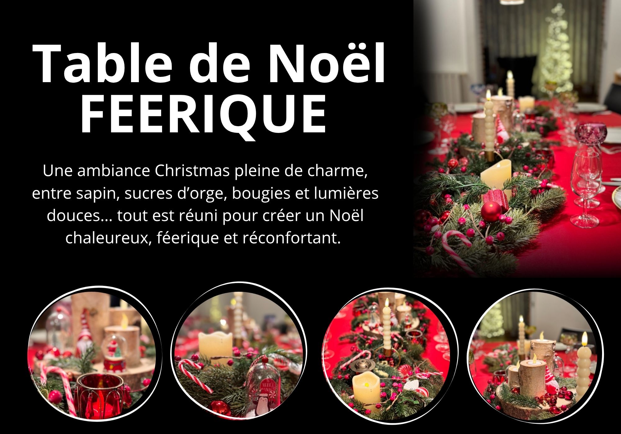 Location de décoration pour une table Noel féérique à Namur Pack table décorée